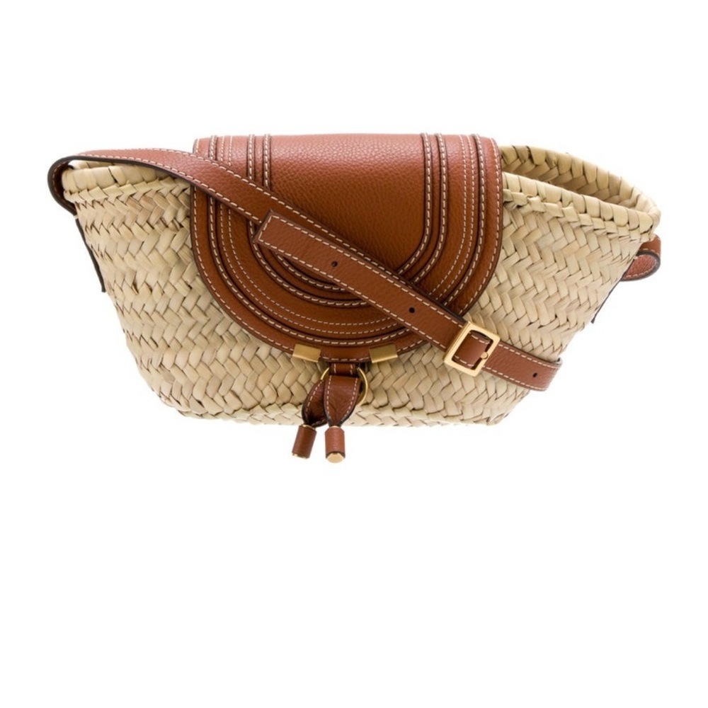 Chloe Tan and Brown Woven Crossbody Bag